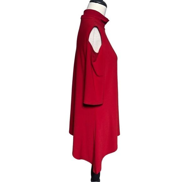Clara Sunwoo Cold Shoulder Asymmetrical Turtleneck Red Tunic Small - Picture 3 of 4